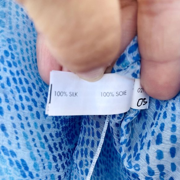 Poupette St Barth BETY Blue Wave 100% Silk Crinkle Print Dress - Picture 12 of 12